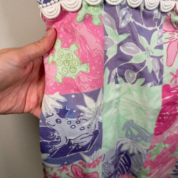 VTG Lilly Pulitzer Sheath Dress Size 10 Frog Turtle Patchwork Preppy Palm Beach - Picture 6 of 9